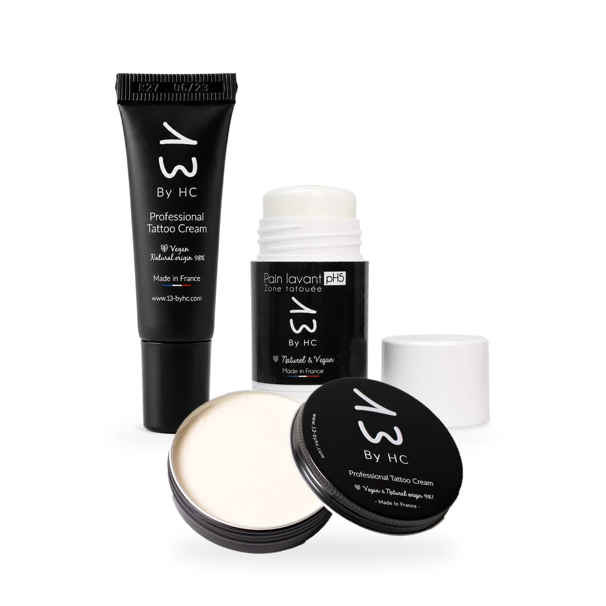Crème tatouage + pain lavant, Coffret "OUT" 13  By HC: La solution externe pour le soin de vos tatouages