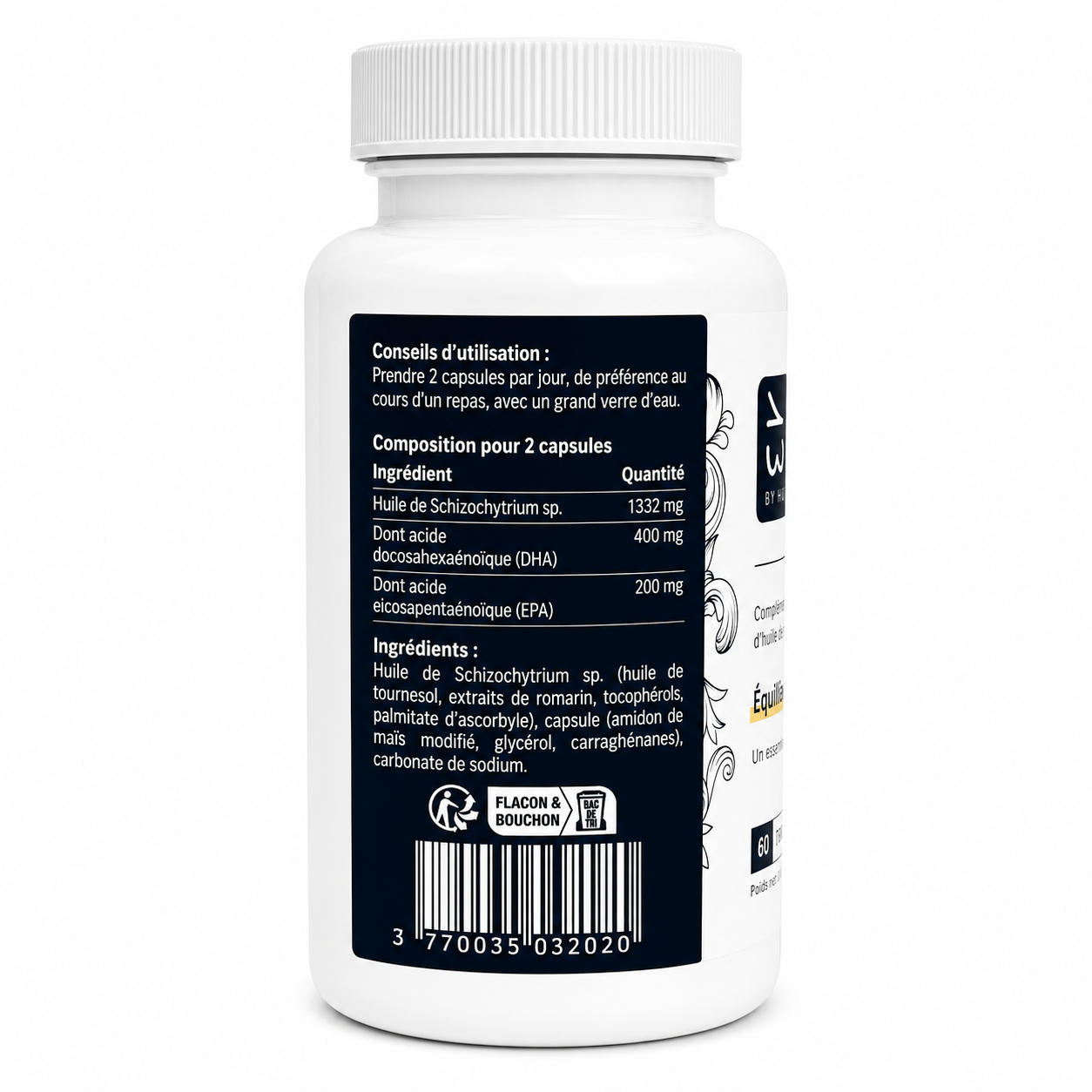 Oméga-3 Vegan 13 By HC (30 jours) – Capsules végétales | Routine peau tatouée